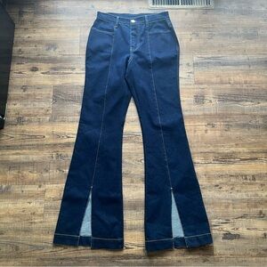 Masseys Womens Paneled Split Hem Flare High Waisted Denim Jeans Western Size 6